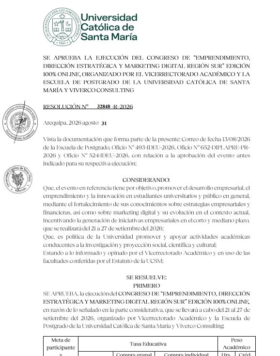 Resolución académica COEDEM 2026