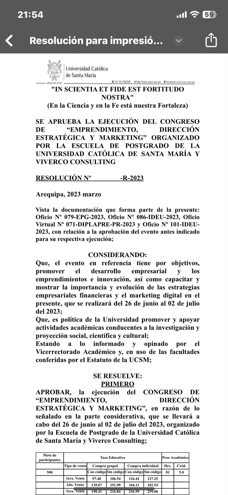 Resolución académica COEDEM 2024